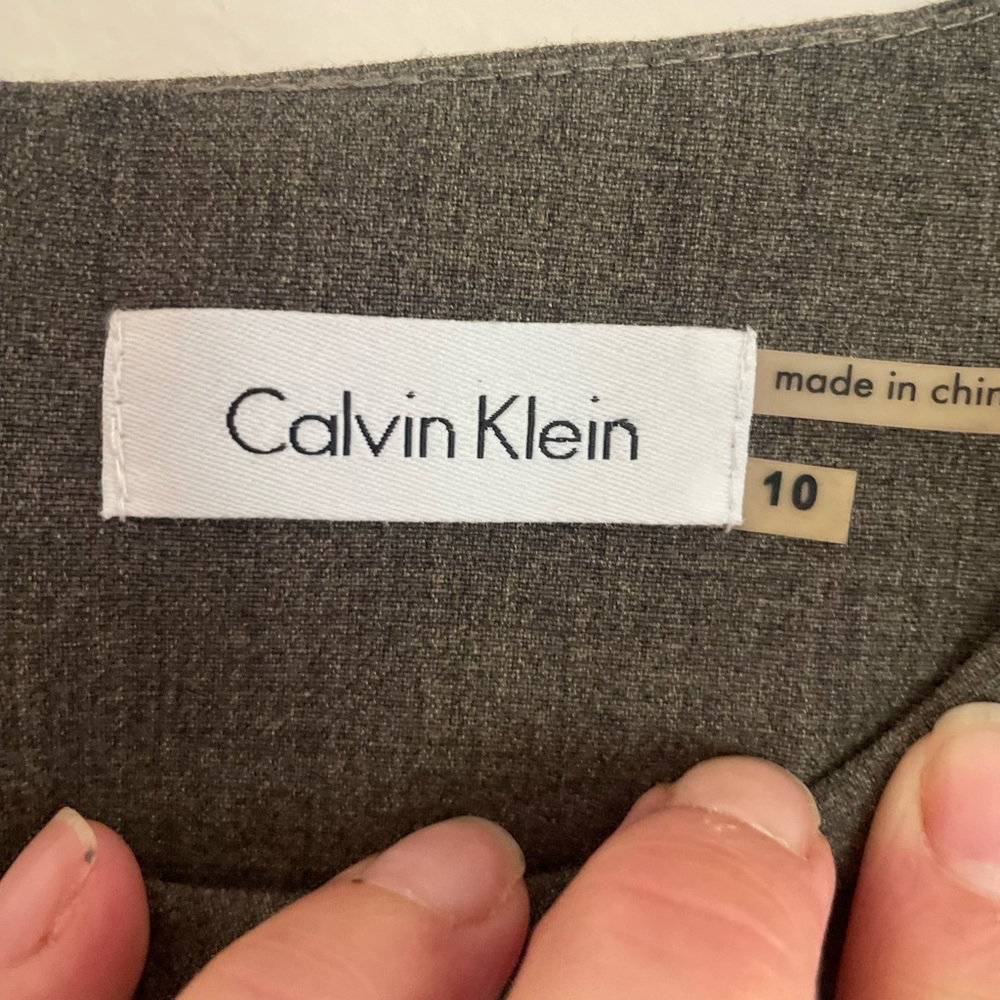 Calvin Klein Womens Gray Sheath Sleeveless Lined Scooped Neck Dress Size 6 - Picture 4 of 6